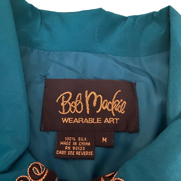 Bob Mackie Wearable Art Silk Jacket Top Tunic Sz Medium Drawstring Zip New Tags - Picture 11 of 13
